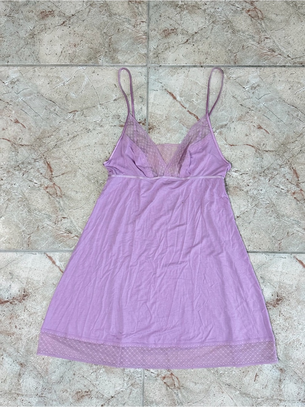 Lavender Lace Trim V-Neck Slip